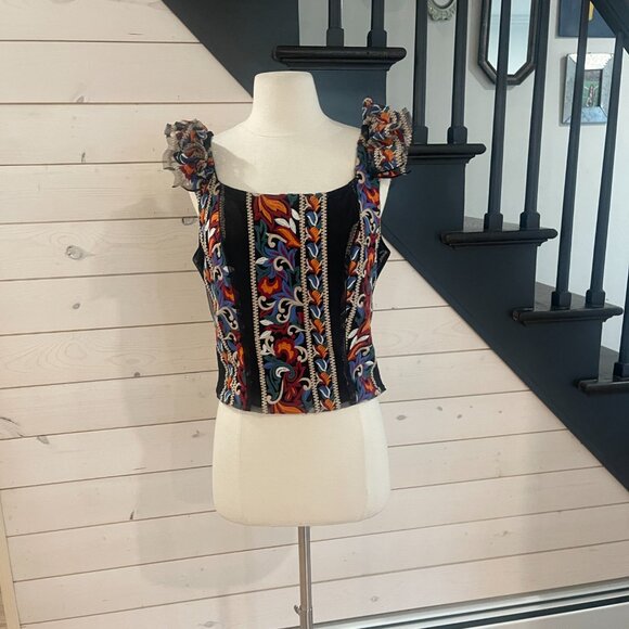 Anthropologie Eva Franco Embroidered Corset Top  Florence Size Medium - Picture 4 of 11